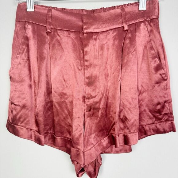 FREE PEOPLE | Roma Rust Satin Look Shorts Cherry Mahogany Women’s Size Small - Picture 3 of 10